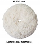 Disco in lana preformata bianca per la lucidatura 200 mm