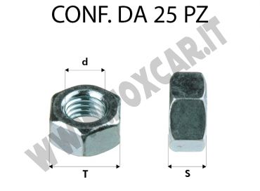 Dadi con filetto M12 x 1,5 per chiave da 19, zincatura bianca