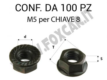 Dadi rondellati M5 con zigrinatura zincatura nera