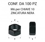 Dadi con filetto M6 per chiave da 10, zincatura nera