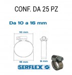 Fascetta acciaio inox per tubi da 10 a 16 mm