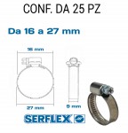 Fascetta stringitubo inox per tubi da 16 a 27 mm