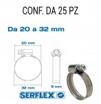 Fascetta stringitubo inox per tubi da 20 a 32 mm