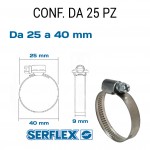 Fascetta stringitubo inox per tubi da 25 a 40 mm