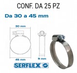 Fascetta stringitubo inox per tubi da 30 a 45 mm