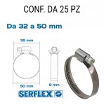 Fascetta stringitubo inox per tubi da 32 a 50 mm