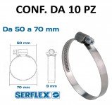 Fascetta stringitubo inox per tubi da 50 a 70 mm