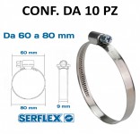 Fascetta stringitubo inox per tubi da 60 a 80 mm