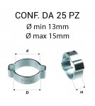 Fascetta stringitubo in acciaio da Ø min 13 mm a Ø max 15 mm