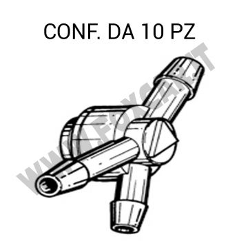 Giunto tergi 3 vie con valvola di ritegno per tubo da 4 mm per Lancia