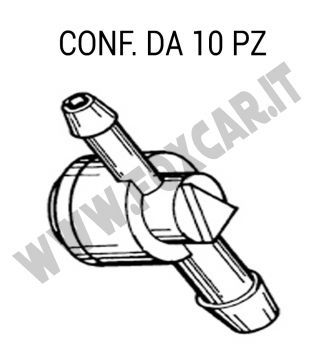 Giunto tergi con valvola di ritegno per tubo Ø 4 mm - 2,5 mm