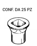 Inserti filettati testa tonda bassa, gambo quadro, filetto M6 per fiss...