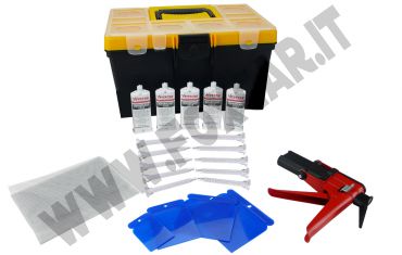 Kit riparazione plastica paraurti e carrozzeria con colla poliuretanica