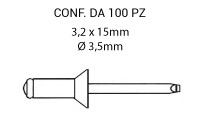 Rivetti a strappo testa conica gambo diametro 3,2 lunghezza 15 mm per ...