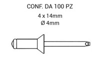 Rivetti a strappo testa conica diametro 4 lunghezza 14 mm e per foro d...