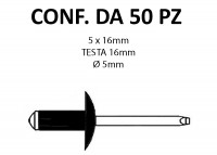 Rivetti a strappo nero, a testa larga, in alluminio 5x16 mm e con foro...