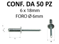 Rivetti a strappo in acciaio zincato per meccanismi alzacristalli diam...