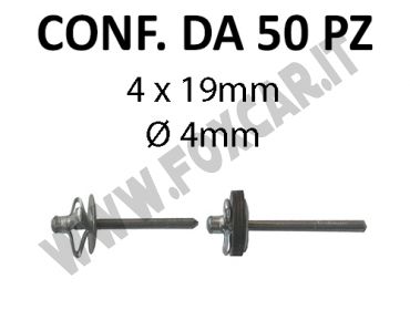 Rivetti tipo a fiore alluminio 4x19 mm e foro di Ø 4 mm