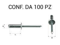 Rivetto in alluminio 4,8 x 7 mm