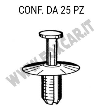 Rivetto con perno e testina di fermo per fissare i paraurti su Bmw Serie 3