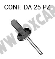 Rivetto speciale per Ford vari modelli, con boccola stagna in plastica - 6x14 mm
  testa 16 mm per foro di Ø 6 mm