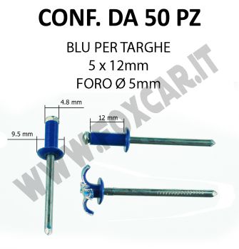 Rivetto tipo a fiore per targhe colore blu