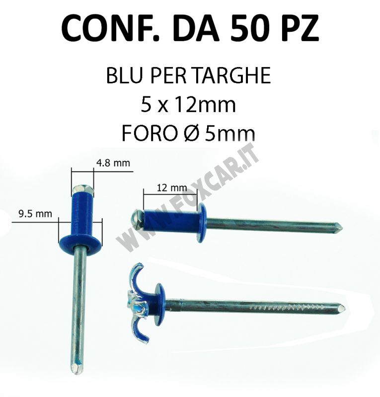 Rivetto tipo a fiore per targhe colore blu - RIVETTI E INSERTI FILETTATI -  Foxcar Foxcar