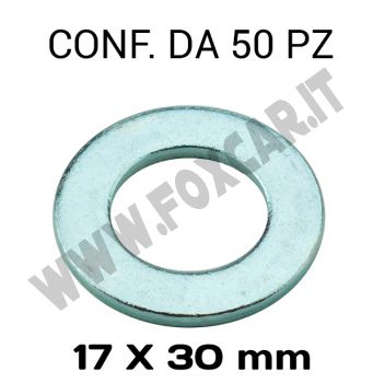 Rondella con diametro interno di 17 mm, Ø esterno 30 mm, spessore 3 mm, zincata
  per viti e dadi M16