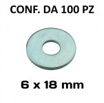 Rondelle, ranelle a fascia larga con Ø foro 6 mm, Ø esterno 18 mm, s...