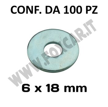 Rondelle, ranelle a fascia larga con Ø foro 6 mm, Ø esterno 18 mm, spessore 1,5
  mm zincata