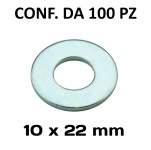 Rondelle Ø foro 10 mm, diametro esterno 22 mm, spessore 2 mm, zincatu...