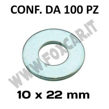 Rondelle Ø foro 10 mm, diametro esterno 22 mm, spessore 2 mm, zincatura bianca