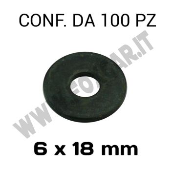 Rondelle a fascia larga con diametro foro 6 mm, Ø esterno 18 mm, spessore 1,5 mm
  zincata nera