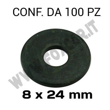 Rondelle a fascia larga con diametro foro 8 mm, Ø esterno 24 mm, spessore 2 mm zincata
  nera