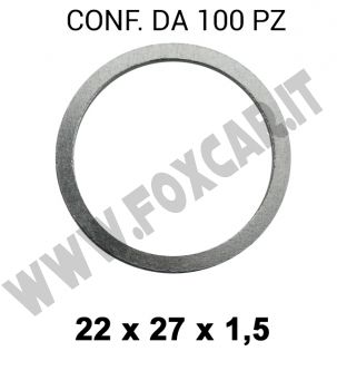 Rondella guarnizione in alluminio con diametro interno di 22 mm, esterno 27 mm,
  spessore 1,5 mm