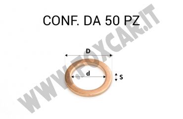 Rondella guarnizione in rame diametro interno di 18 mm, esterno 24 mm, spessore
  1,5 mm