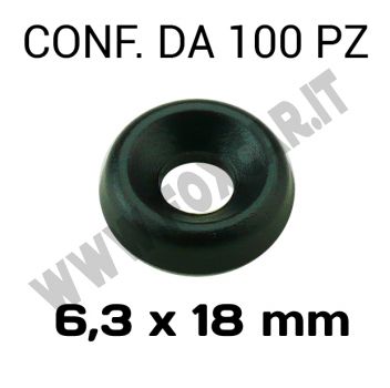 Rondella sottovite svasata in plastica per Iveco, New Holland, Ø interno 6,3 mm
  esterno 18 mm