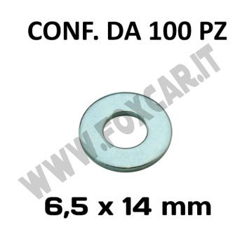 Rondelle, rosette piane Ø foro 6,5 mm, diametro esterno 14 mm, spessore 1,5 mm,
  zincata