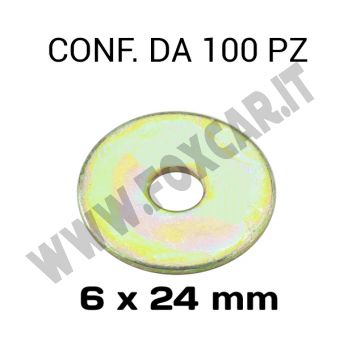 Rondelle a fascia extra larga con Ø foro di 6 mm, Ø esterno 24 mm, spessore 2 mm,
  zincata gialla
