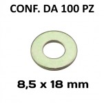 Rondelle, rosette piane Ø foro 8,5 mm, diametro esterno 18 mm, spesso...