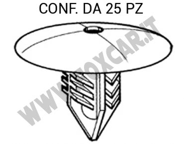 Bottone in plastica per passaruota parasassi Renault gambo quadro per foro 9 mm