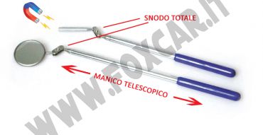 Calamita telescopica e specchio di ispezione con testa snodabile