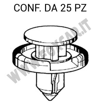 Rivetto in plastica ad espansione su paraurti e parasassi delle Toyota