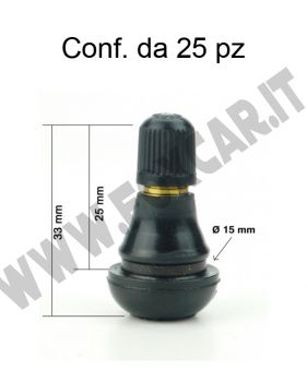 Valvola per pneumatici tubeless corta