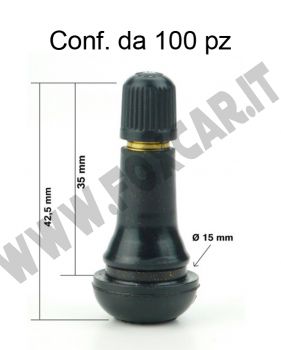 Valvola in gomma per pneumatici tubeless di lunghezza 42,50 mm