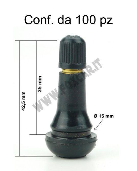 Valvola in gomma per pneumatici tubeless di lunghezza 42,50 mm