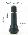 Valvola in gomma per pneumatici tubeless. Lungh. 50 mm