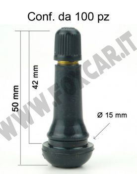 Valvola in gomma per pneumatici tubeless. Lungh. 50 mm