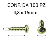 Vite Autofilettante testa bombata a croce zincatura gialla 4,8 x 16 mm