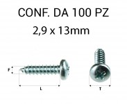 Vite Autofilettante testa bombata a croce zincatura bianca 2,9 x 13 mm